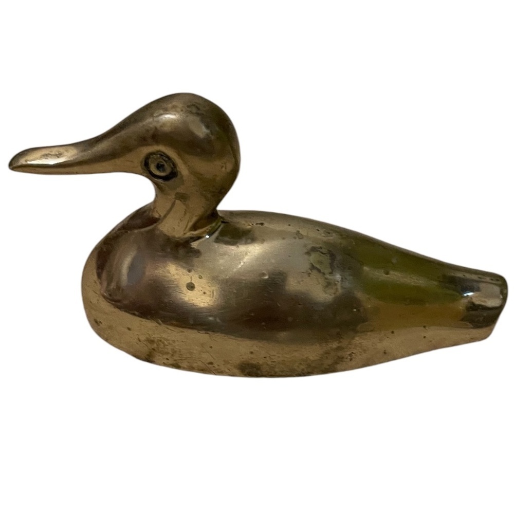 Vintage Solid Brass Duck Figurineโ Paperweight